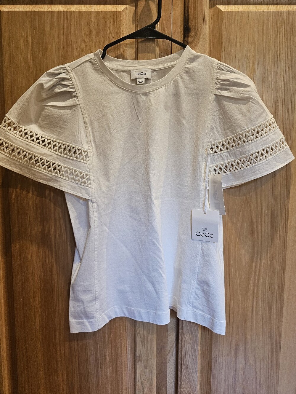NWT CeCe White Eyelet Top